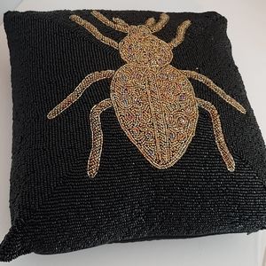 Noir Night Decorative 14" Beaded Bug Pillow